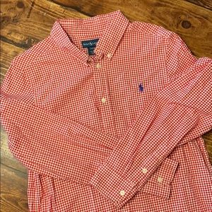 Boys long sleeve red checked Polo